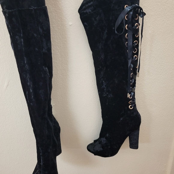 NWOT Velvet Black Over Knee boots - Picture 8 of 8